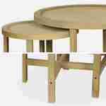 Conjunto de 2 mesas de nidificação redondas com estrutura de madeira de abeto e efeito de cana - Olivia - embutida, Ø60 x A 45cm / Ø40 x A 40cm Photo7