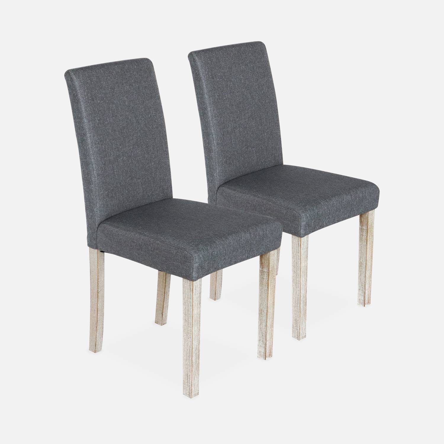 2er Set Stühle mit Stoffbezug Dunkelgrau, Holzbeine mit Ceruse Finish Photo3