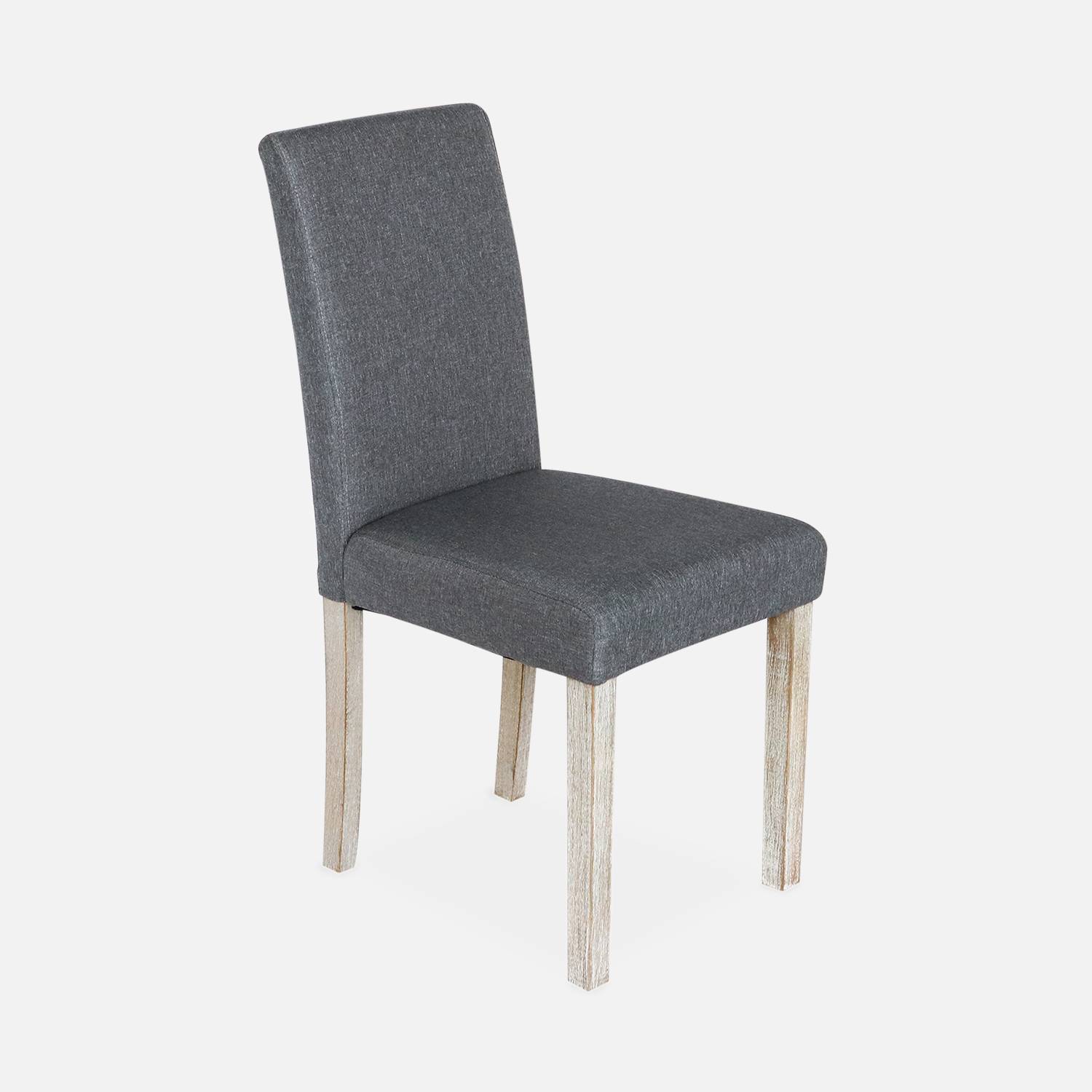 2er Set Stühle mit Stoffbezug Dunkelgrau, Holzbeine mit Ceruse Finish Photo4