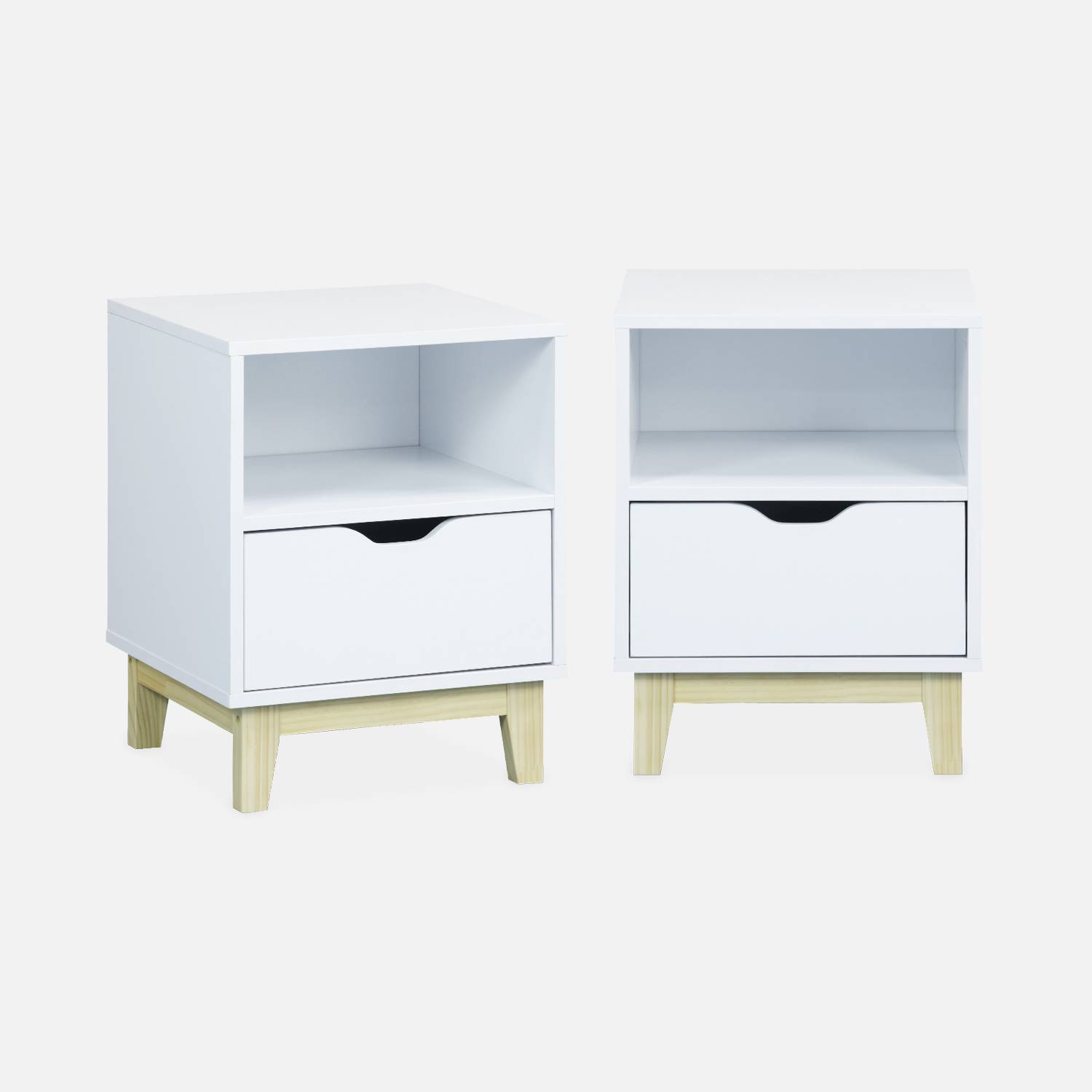 Minimalist Scandi-style pair of bedside tables, 40x39x52cm - Floki - White,sweeek,Photo4