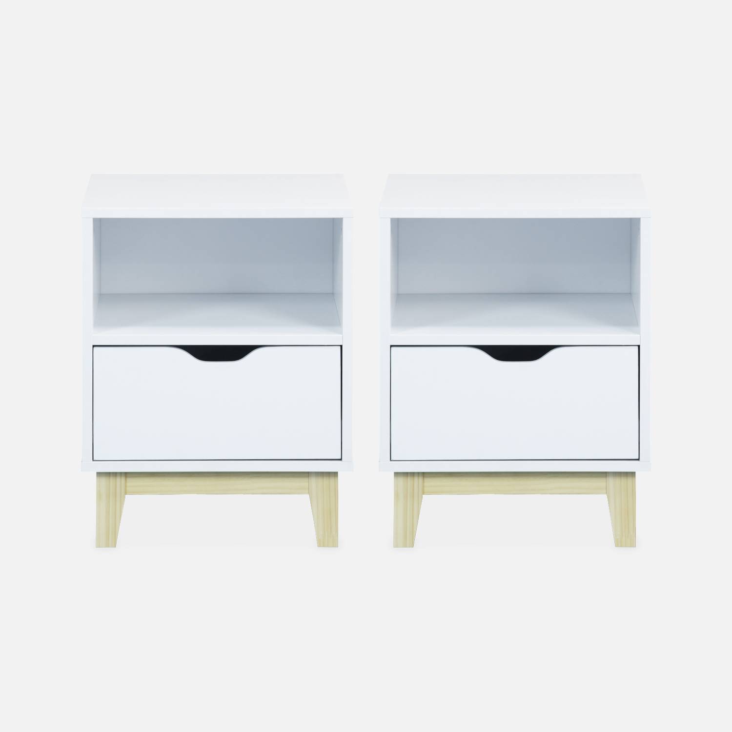 Minimalist Scandi-style pair of bedside tables, 40x39x52cm - Floki - White,sweeek,Photo5