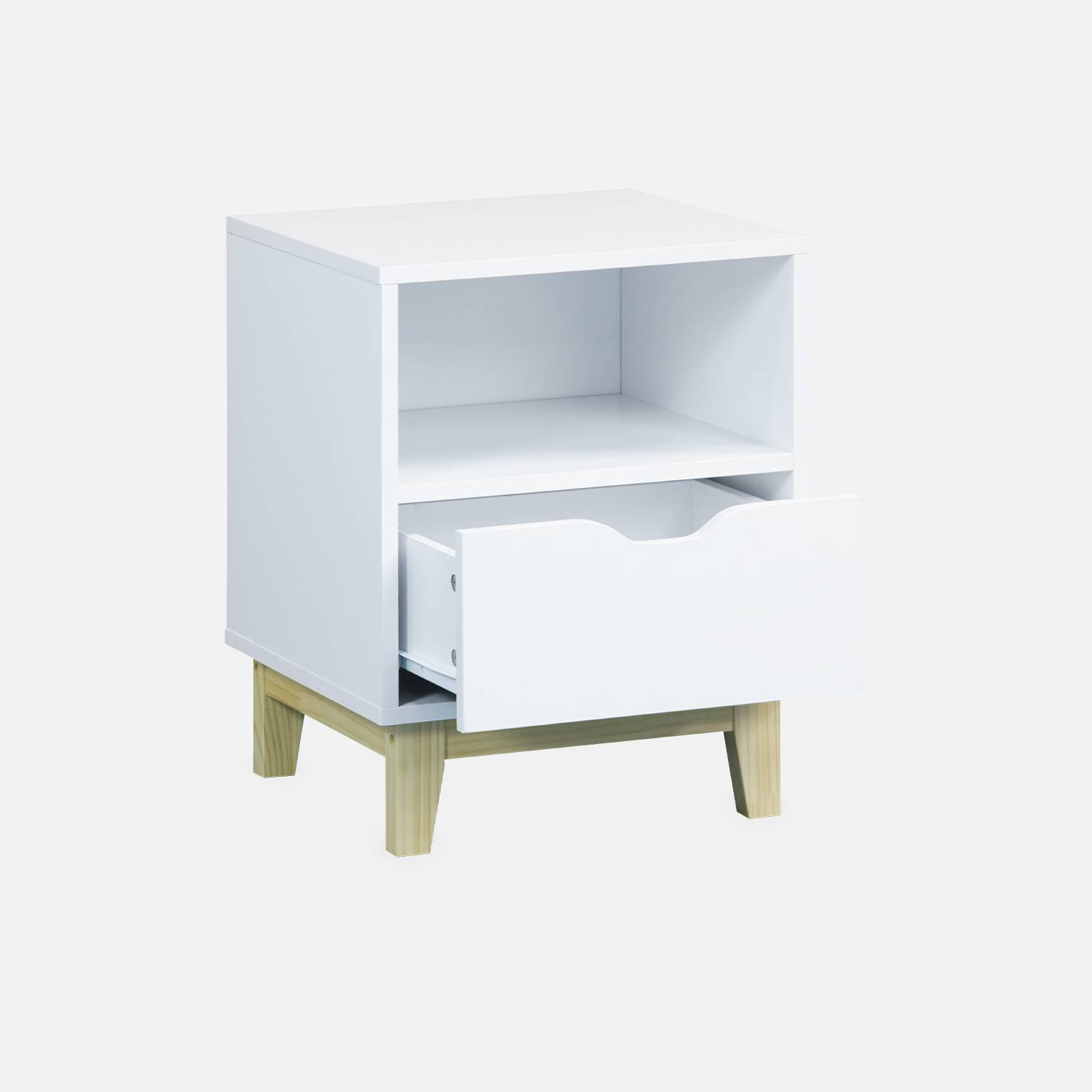 Minimalist Scandi-style pair of bedside tables, 40x39x52cm - Floki - White,sweeek,Photo6