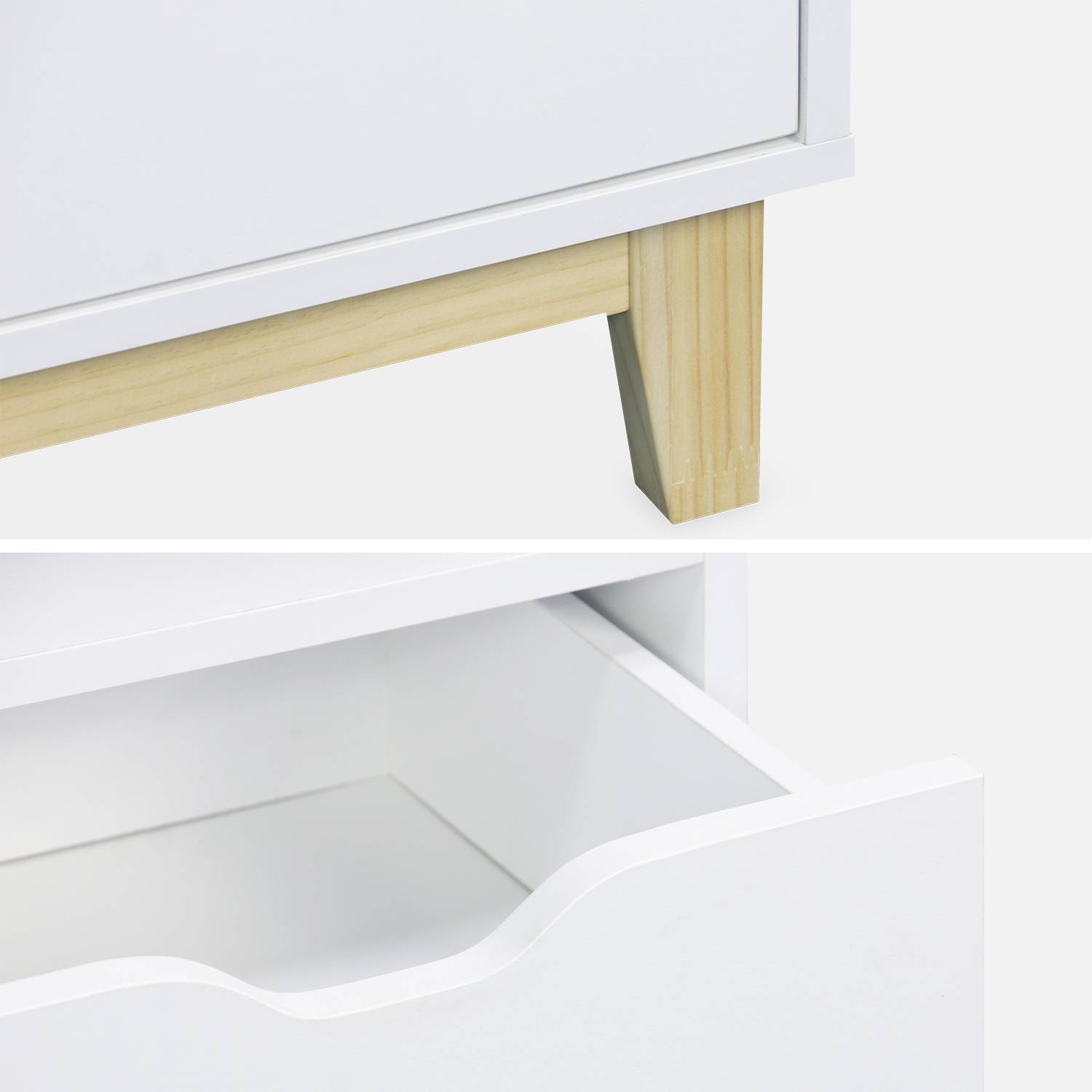 Minimalist Scandi-style pair of bedside tables, 40x39x52cm - Floki - White Photo7