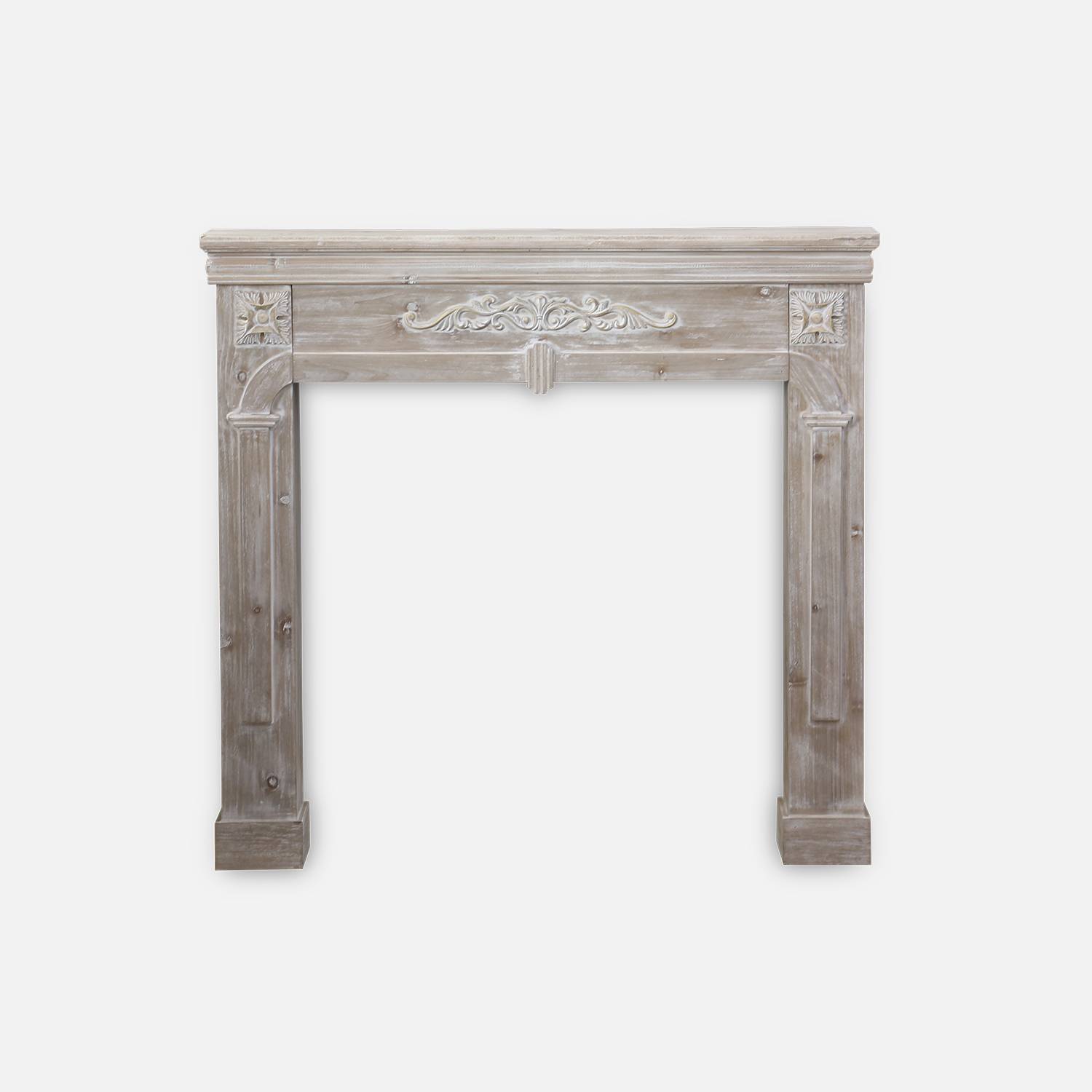 Decorative fireplace surround, MDF with firwood veneer, 104x17x100cm - Romance - Vintage Wood Colour Photo2