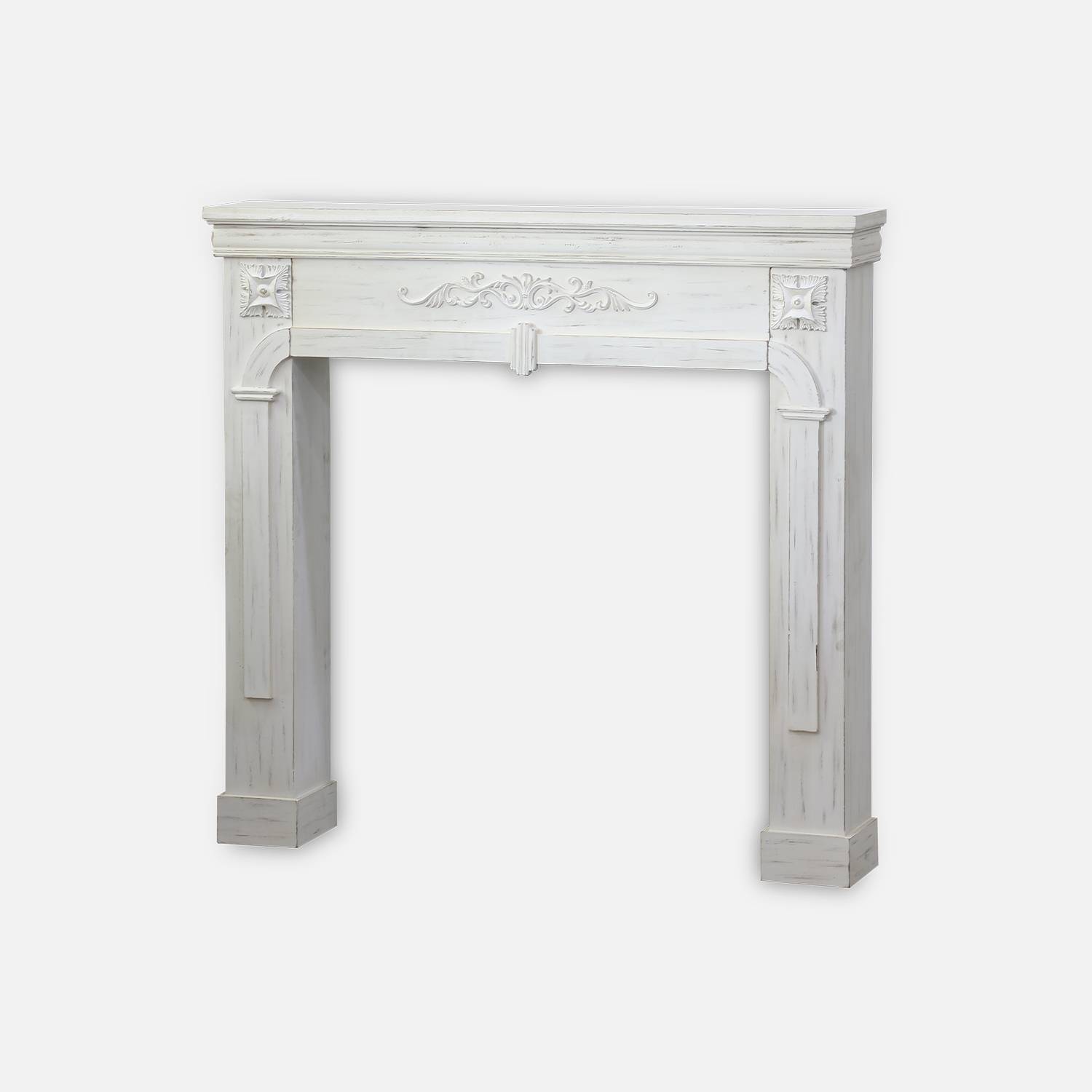 Decorative fireplace surround, MDF with firwood veneer, 104x17x100cm - Romance - Vintage White,sweeek,Photo3