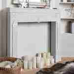 Decorative fireplace surround, MDF with firwood veneer, 104x17x100cm - Romance - Vintage White Photo5