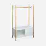 Children's storage unit with clothes rail and two sliding doors - Tobias - Natural pine, White Photo4