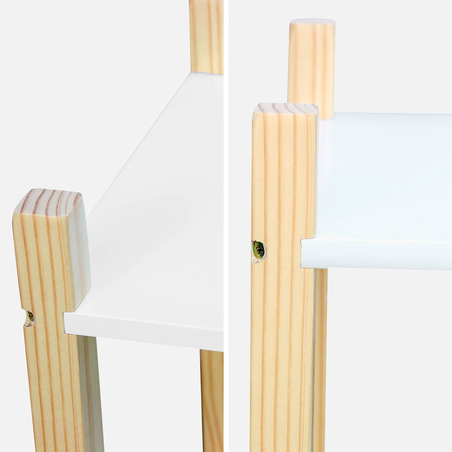 TOBIAS estante de três níveis com duas portas de correr - madeira maciça em pinho branco natural - 70X30X106,5CM Photo4