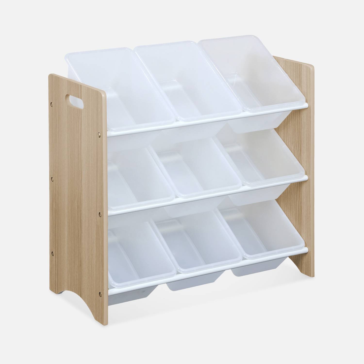Aufbewahrungsregal mit 9 Boxen fr Kinder - TOBIAS - MDF wei, 64 x 29,5 x  60 cm | sweeek