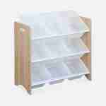 Storage unit for children with 9 compartments, MDF & natural wood, 64x29.5x60cm, Tobias Photo3