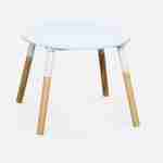 Children's round table with two stools, 55x55x43cm - Tobias - natural pine, painted White Photo5