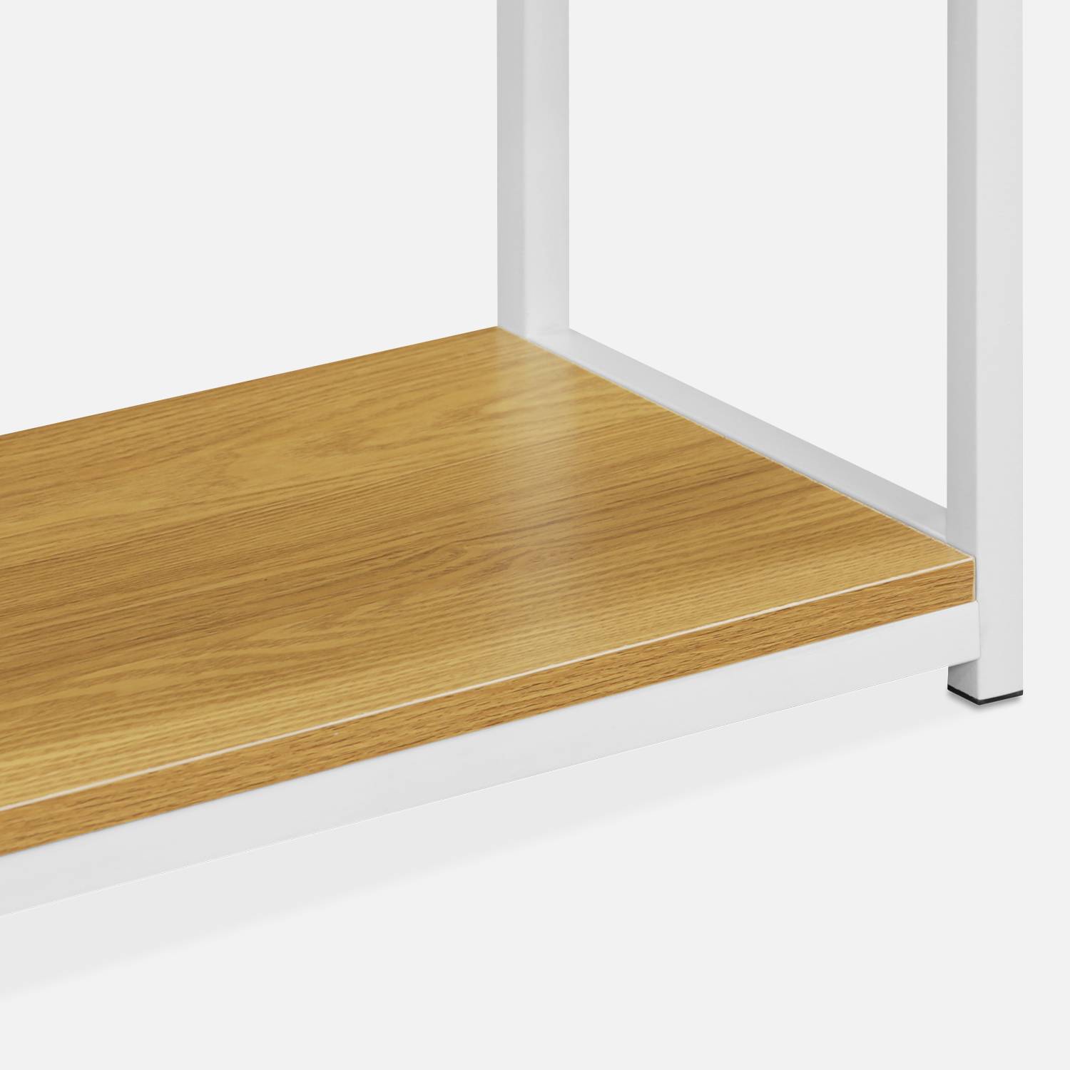 Weisses Metallregal mit Ablagen in Holzdesign - Loft - Bücherregal auf 6 Ebenen, 60x30x180cm Photo4