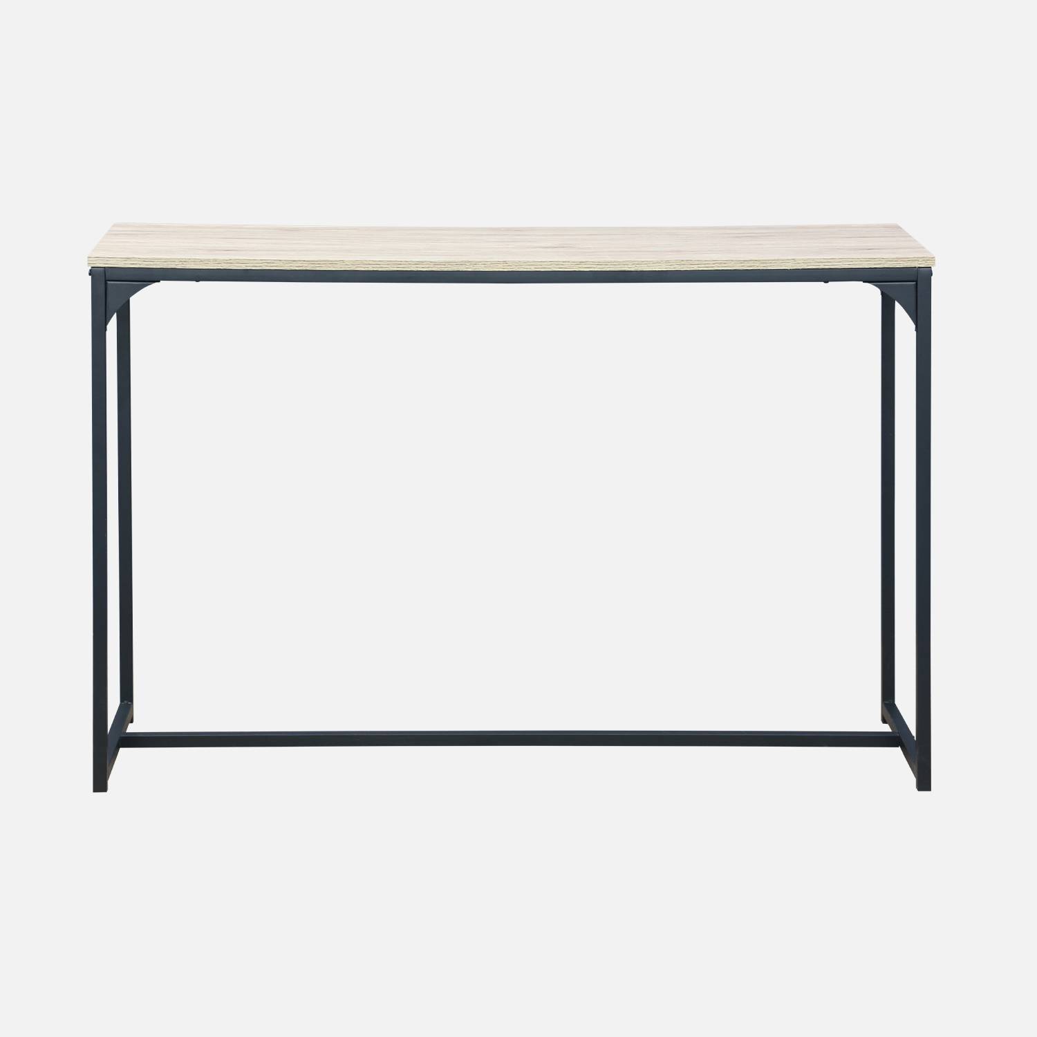 Console en métal noir et décor bois, 120x39x79cm - Loft -  table d'appoint avec 1 barre de renfort ,sweeek,Photo4