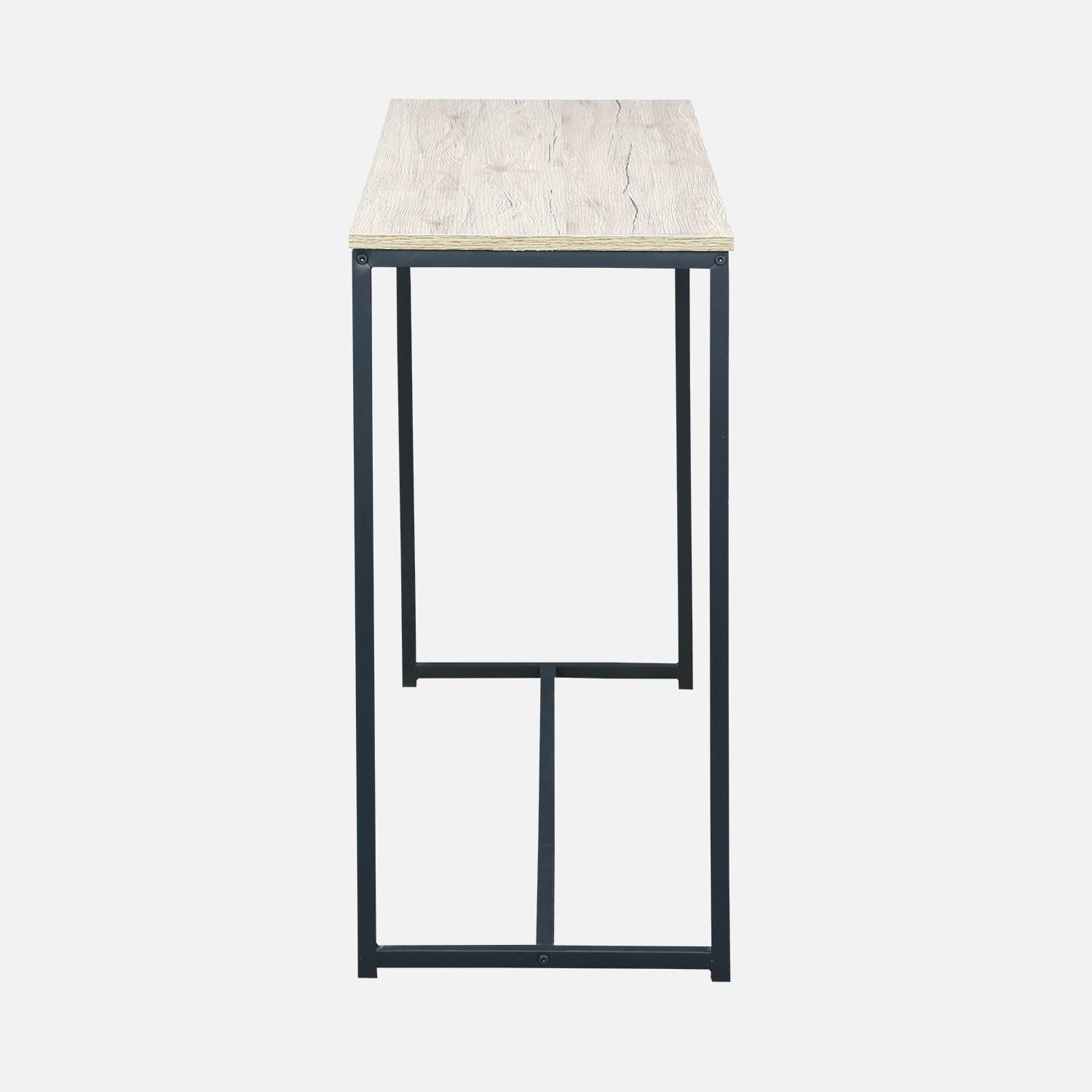 Console en métal noir et décor bois, 120x39x79cm - Loft -  table d'appoint avec 1 barre de renfort ,sweeek,Photo5