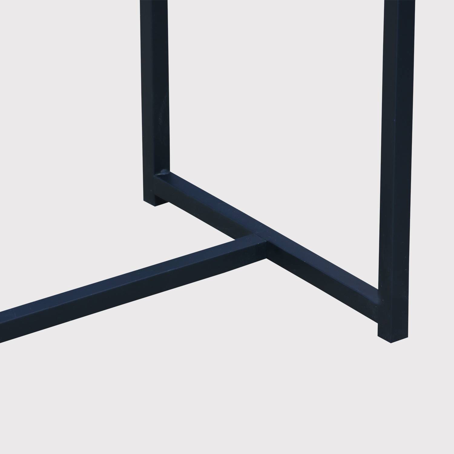 Consolle in metallo nero e decorazione legno, 120x39x79cm - Loft - Tavolino con 1 barra di rinforzo Photo6