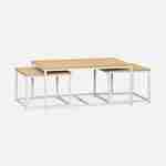Set di 3 tavolini gigogne in metallo bianco, arredamento in legno - Loft - da incasso, 1x100x45x60cm / 2x50x50x38cm Photo2