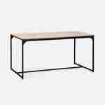 Table à manger rectangulaire métal et décor bois + 4 chaises scandinaves noires  Photo3