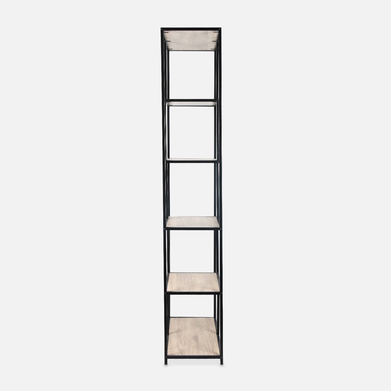 Black metal and wood shelf - Loft - 6-tier bookcase, L 77 x W 33 x H 185cm Photo5