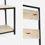 Garderobe, Möbel für die Diele, Kleiderständer aus schwarzem Metall und Holzdekor - Loft - Regal, 2 Ebenen, 7 Haken, L 100 x B 39 x H 180cm Photo8