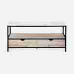 Industrial metal and wood effect TV stand with 2 drawers, 20x39x57cm - Loft - Black Photo6