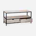 Industrial metal and wood effect TV stand with 2 drawers, 20x39x57cm - Loft - Black Photo4