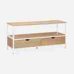Industrial metal and wood effect TV stand with 2 drawers, 20x39x57cm - Loft - White Photo2