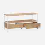 Industrial metal and wood effect TV stand with 2 drawers, 20x39x57cm - Loft - White Photo4