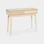 Grooved wood detail console table, 100x30x75cm, Linear, Natural wood colour Photo3