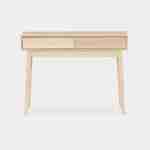 Grooved wood detail console table, 100x30x75cm, Linear, Natural wood colour Photo4