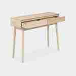 Grooved wood detail console table, 100x30x75cm, Linear, Natural wood colour Photo5