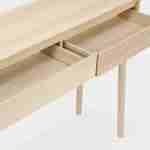Grooved wood detail console table, 100x30x75cm, Linear, Natural wood colour Photo6