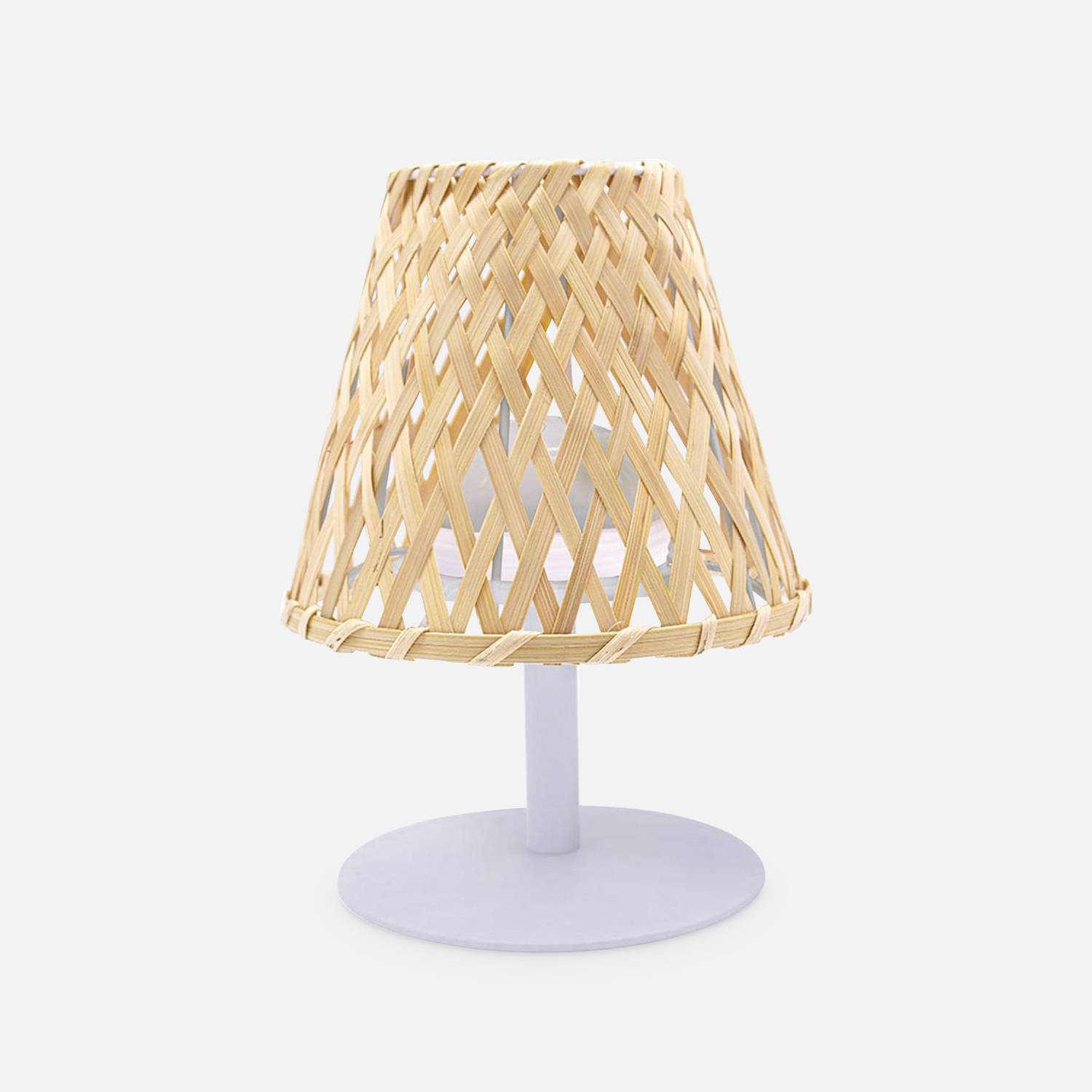 Lámpara de mesa inalámbrica de bambú natural, interior/exterior ,sweeek,Photo3