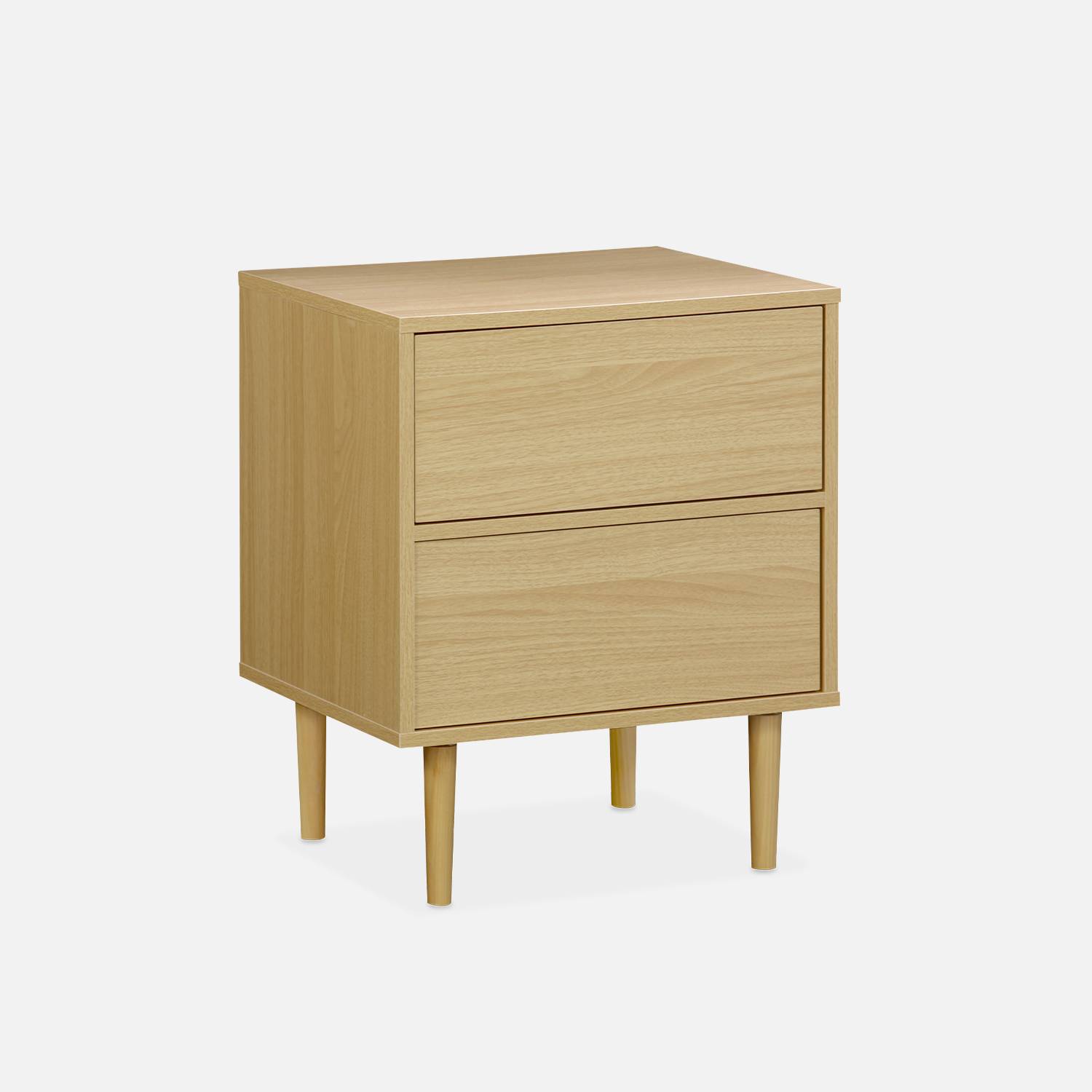Wood-effect bedside tables with two drawers, 48x40x59cm, Wood colour | sweeek