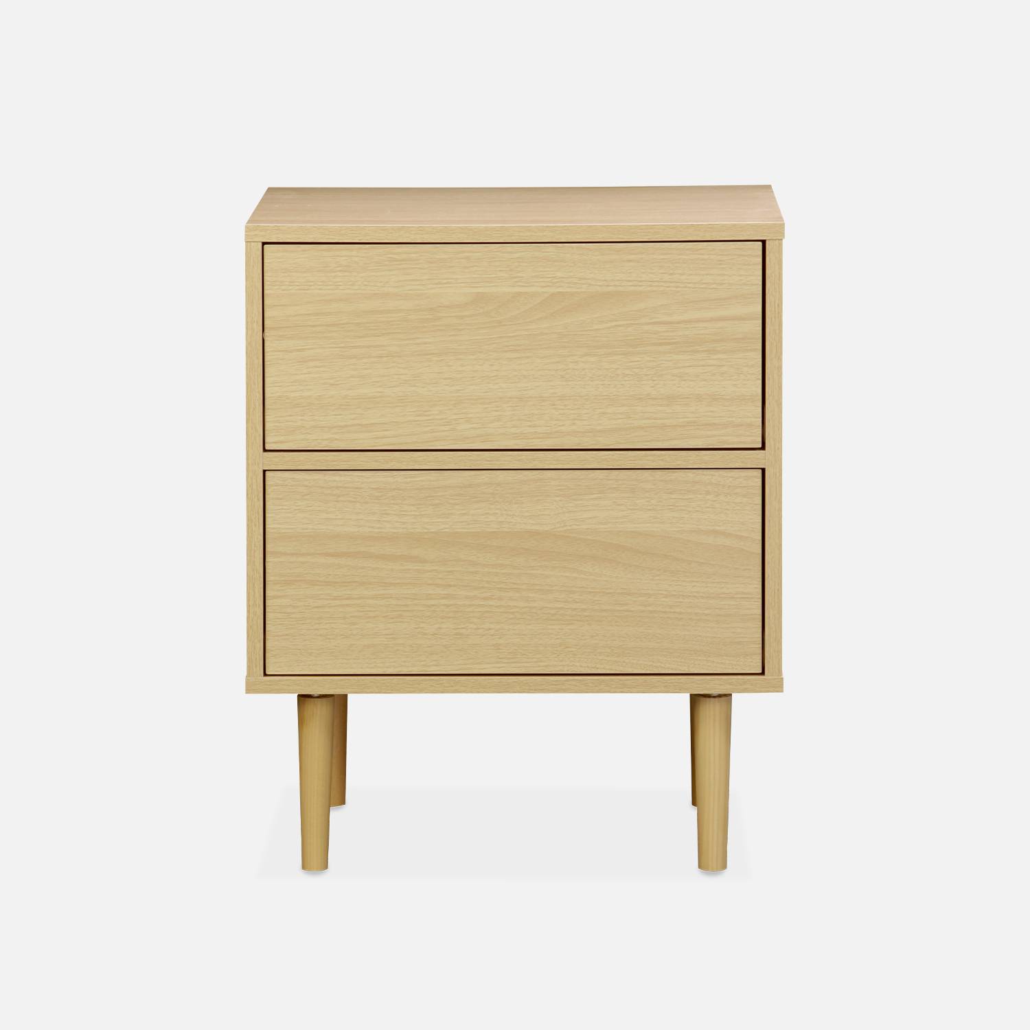 Wood-effect bedside tables with two drawers, 48x40x59cm - Mika - Wood colour,sweeek,Photo4