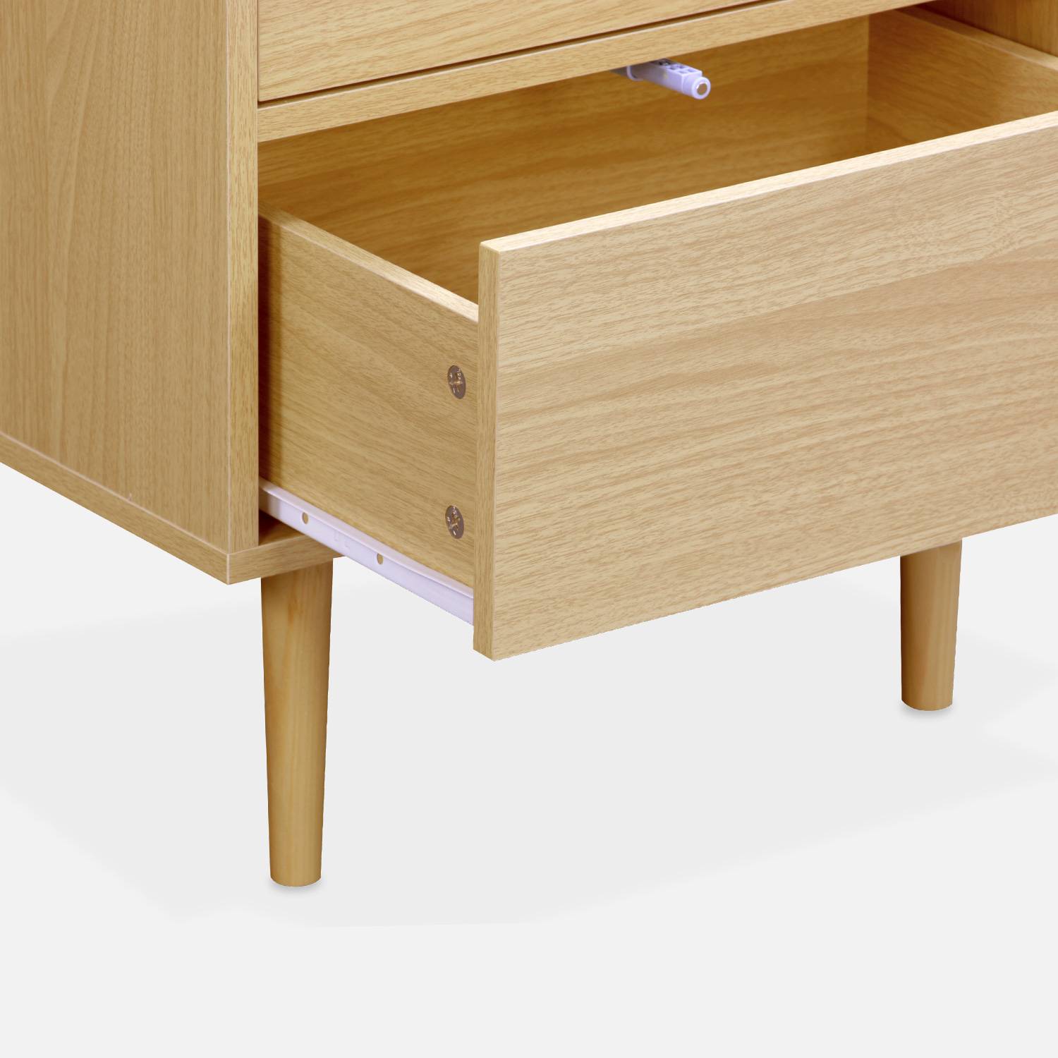 Wood-effect bedside tables with two drawers, 48x40x59cm - Mika - Wood colour,sweeek,Photo6