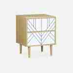 Mesa de cabeceira com decoração em madeira natural e branco - Mika - 2 gavetas - C 48 x L 40 x A 59cm Photo3