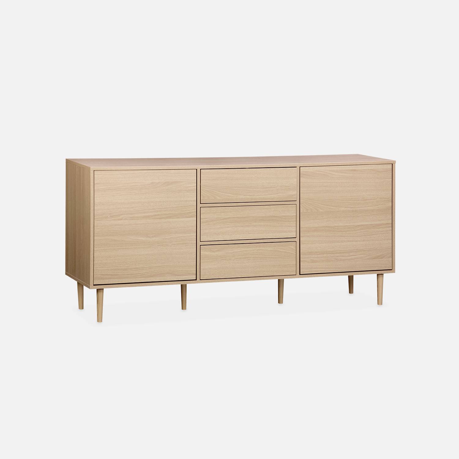 160cm wooden-effect sideboard, Mika, Natural, 160x40x74 cm Photo3