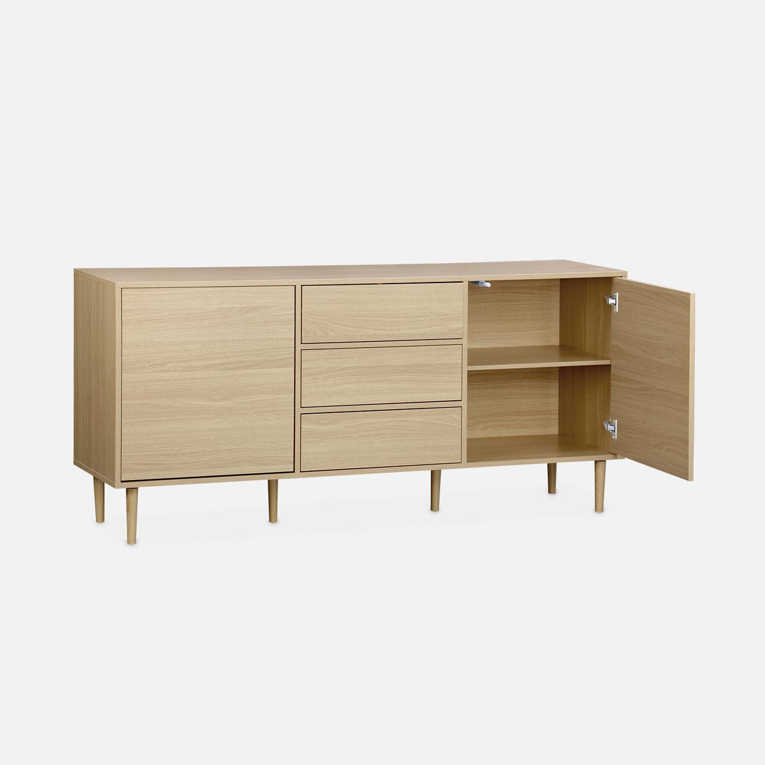 160cm wooden-effect sideboard, Mika, Natural, 160x40x74 cm,sweeek,Photo4