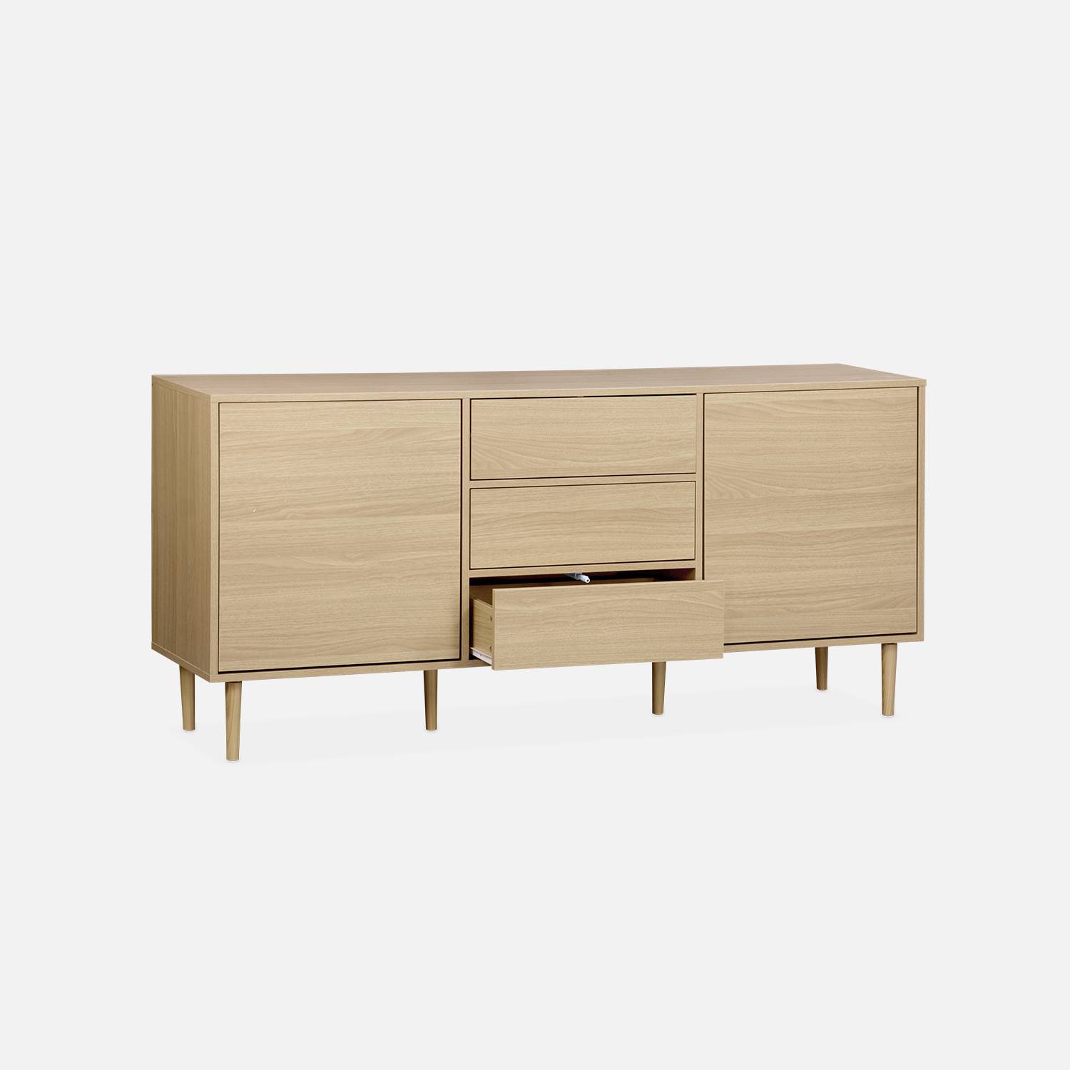 160cm wooden-effect sideboard, Mika, Natural, 160x40x74 cm,sweeek,Photo5