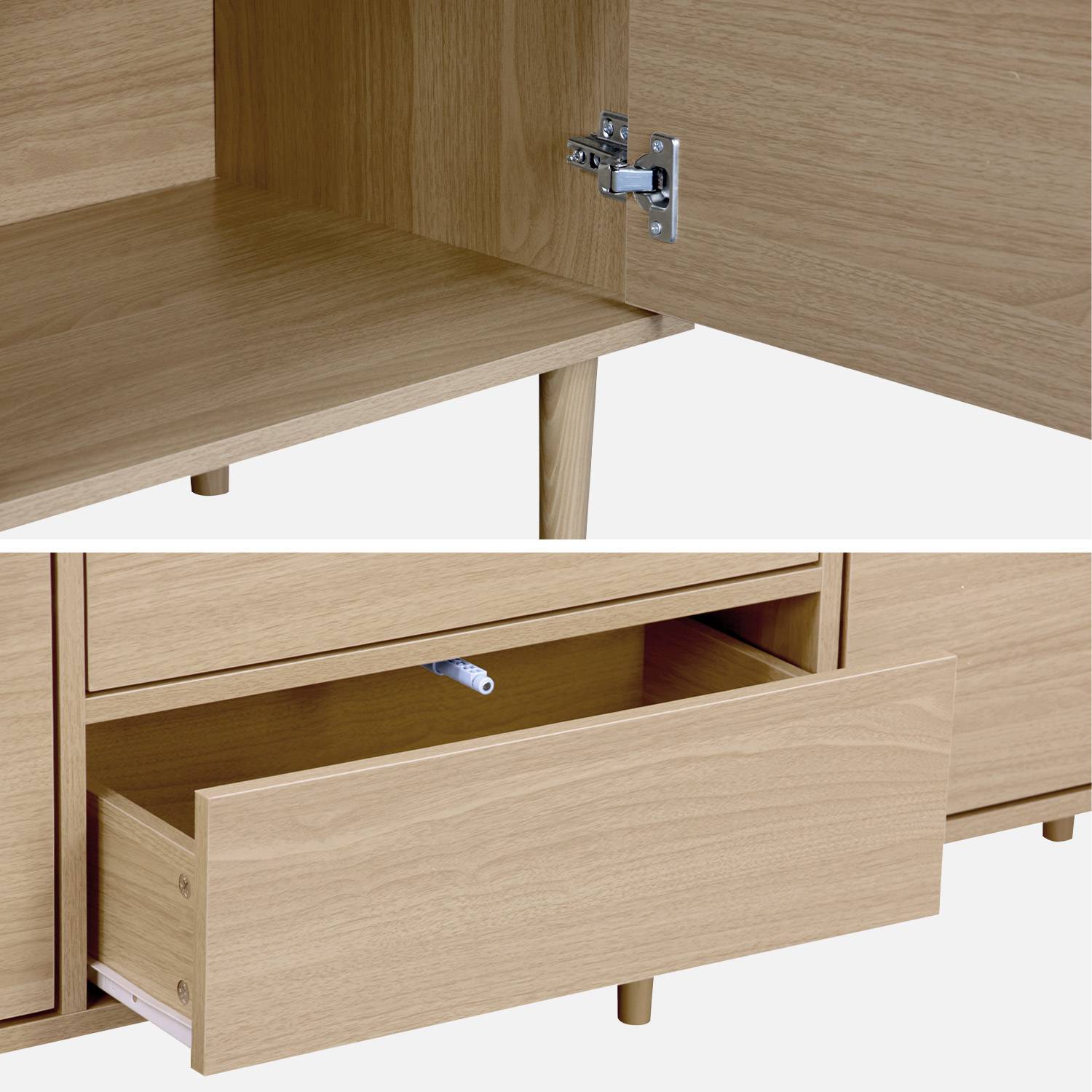 160cm wooden-effect sideboard, Mika, Natural, 160x40x74 cm Photo7
