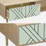 Table basse en décor bois et vert d'eau - Mika - 2 tiroirs, 2 espaces de rangement, L 120 x l 55 x H 40cm Photo5