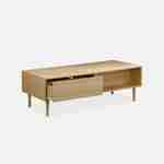 Tavolino in legno decorato - Mika - 2 cassetti, 2 vani portaoggetti, L 120 x L 55 x H 40cm Photo4