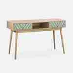 Wood-effect console table with two drawers and one storage nook, 120x48x75cm - Mika - Green Photo2