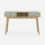 Wood-effect console table with two drawers and one storage nook, 120x48x75cm - Mika - Green Photo4