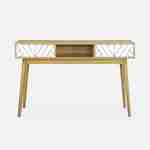 Wood-effect console table with two drawers and one storage nook, 120x48x75cm - Mika - White Photo7