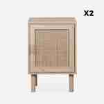 Set di 2 comodini in legno e vimini - Camargue - 40x30x58cm, 2 livelli, 1 anta, gambe dritte Photo4