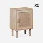 Set di 2 comodini in legno e vimini - Camargue - 40x30x58cm, 2 livelli, 1 anta, gambe dritte Photo8