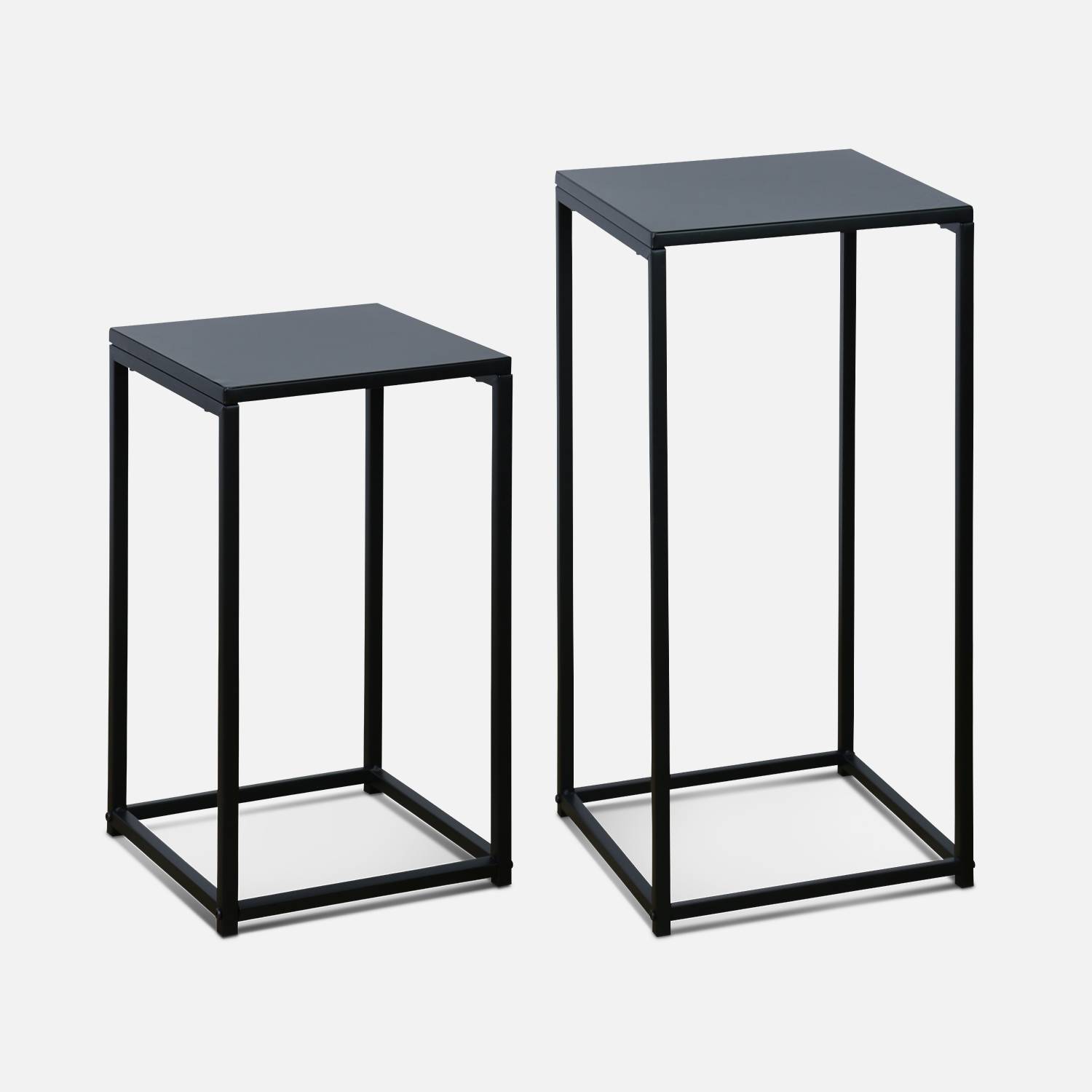 Set of 2 side tables/ end of sofa , Industrielle, Black Photo3