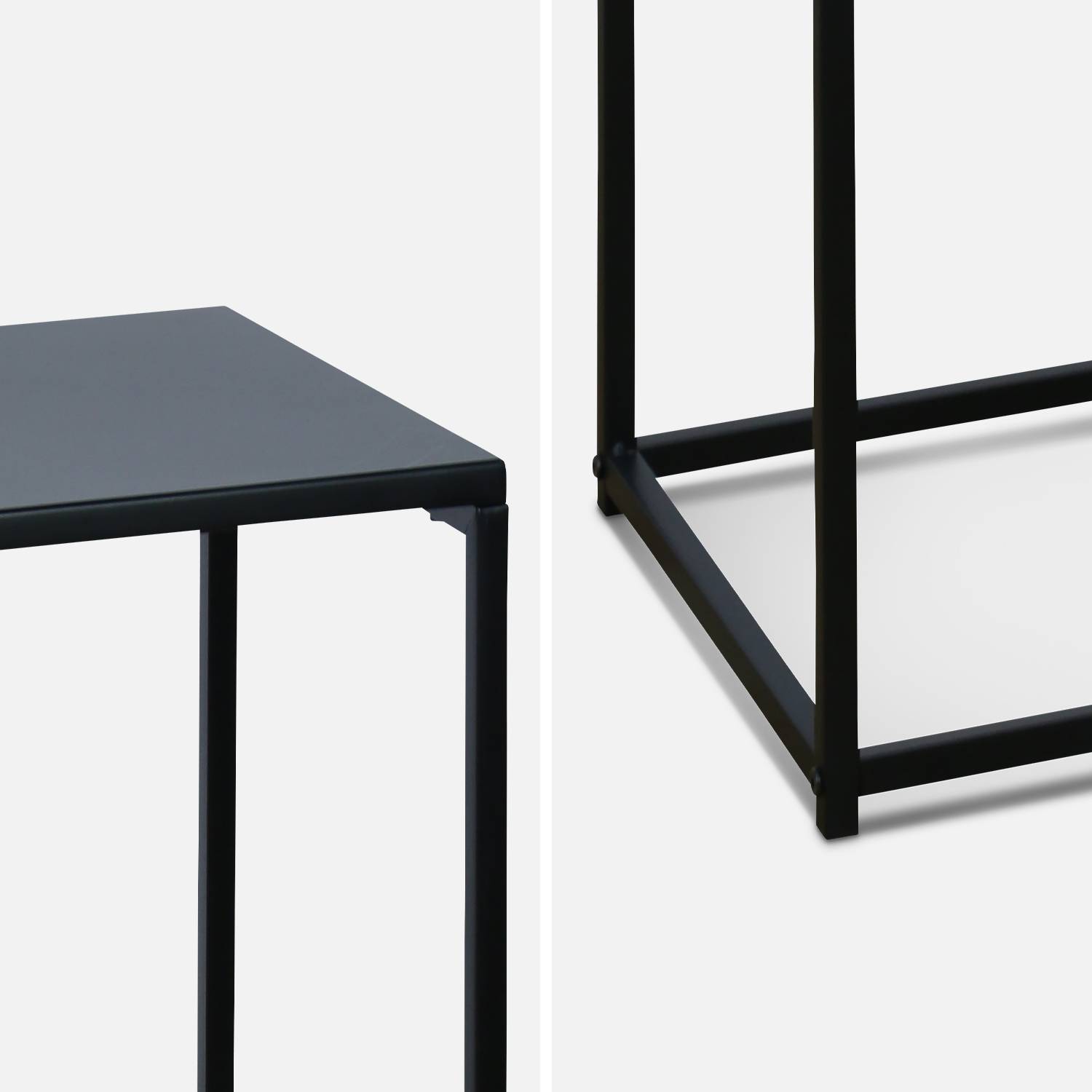 Set of 2 black nesting side tables - Industrial - sofa ends 34x34x74cm / 30x30x54cm Photo8