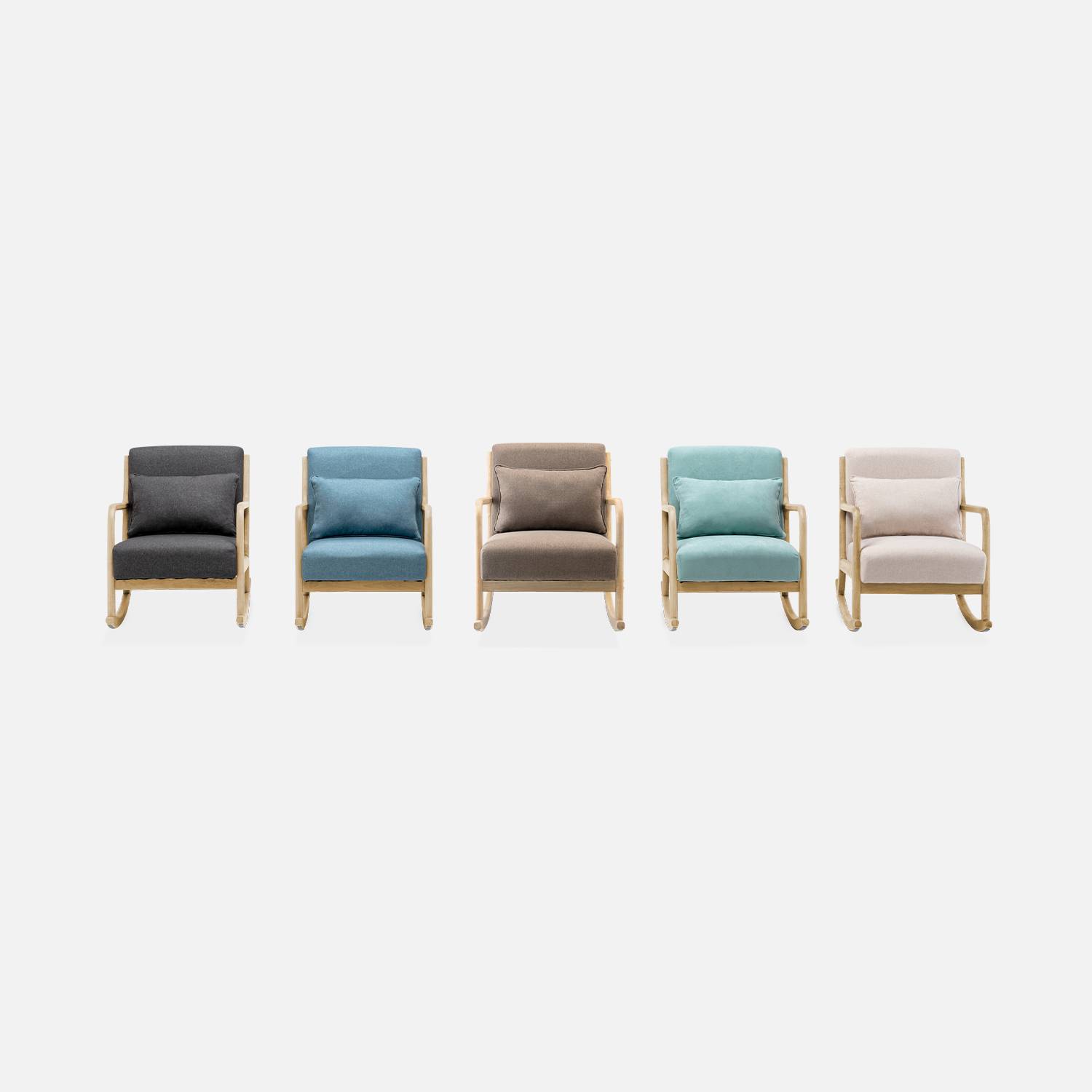 Cadeira de baloiço de design em madeira e tecido, 1 lugar, cadeira de baloiço escandinava, azul,sweeek,Photo7